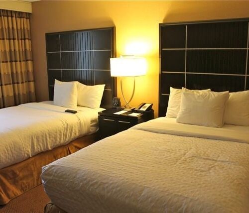 Bedroom area of the Embassy Suites Chicago Downtown.