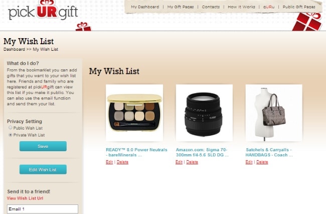 pick ur gift wishlist