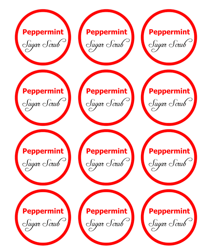 peppermint sugar scrub labels