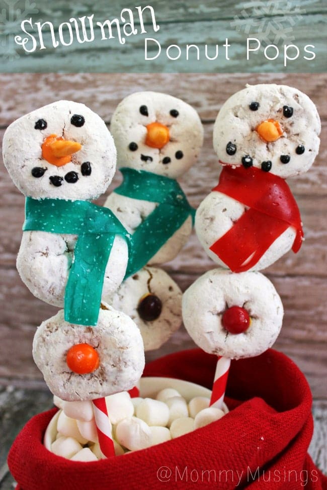 snowman donut pops