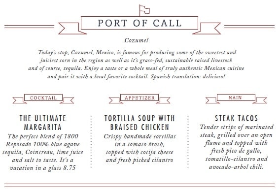 carnival port of call menu