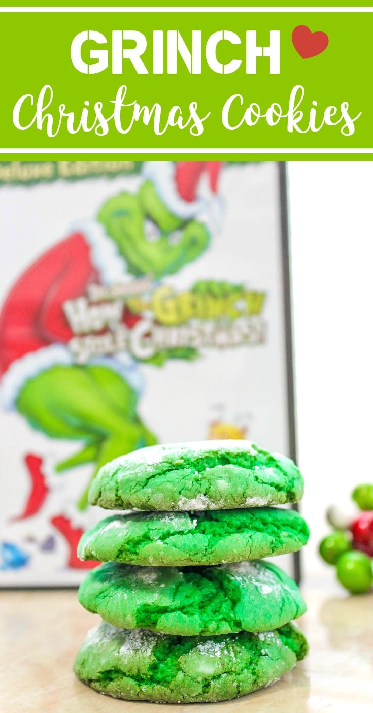 Grinch crinkle cookies for Christmas