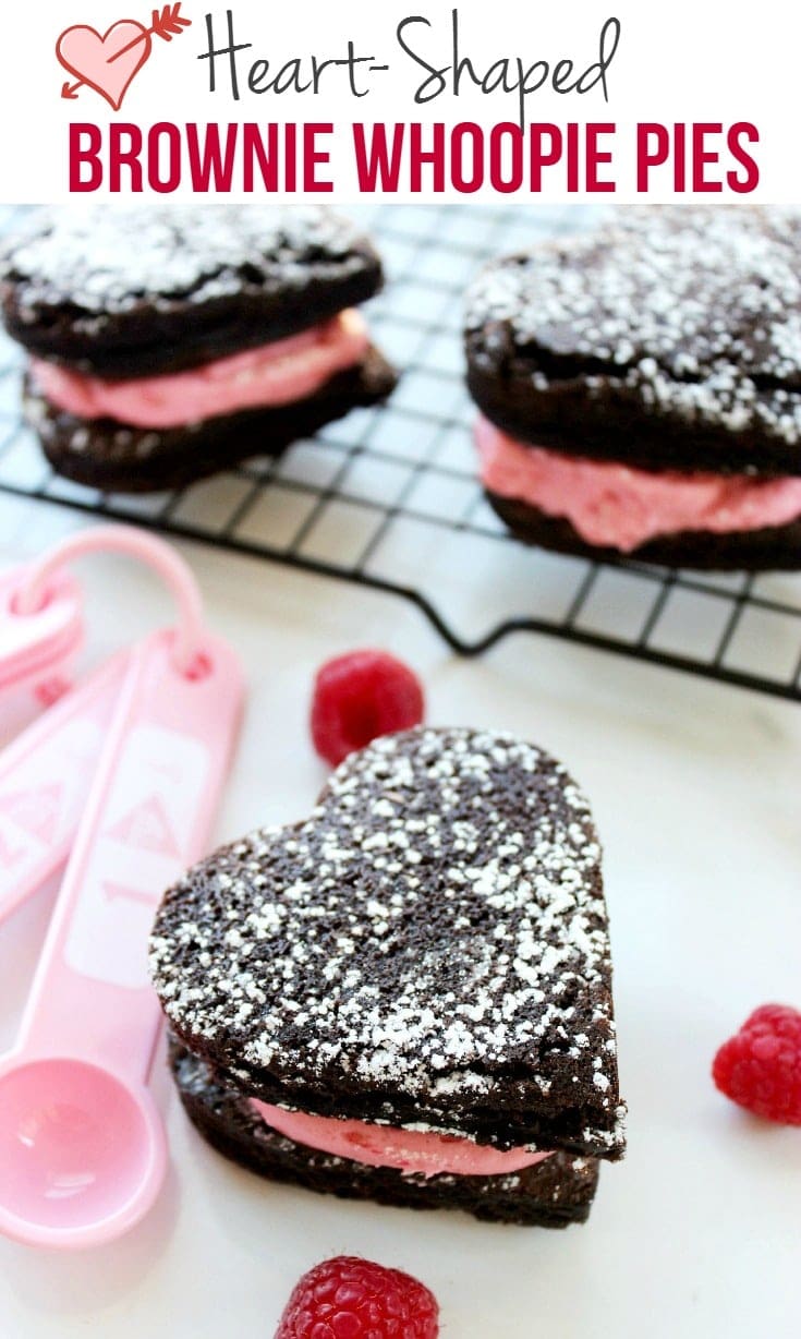 Valentine's Heart Shaped Brownie Whoopie Pies Recipe