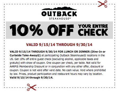 Save 10% Off Your Check at Outback Tonight! #OutbackBestMates