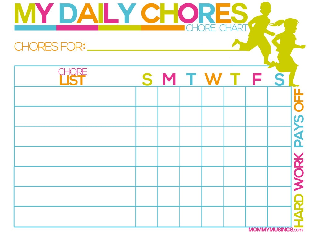 Printable Chore Charts Point System