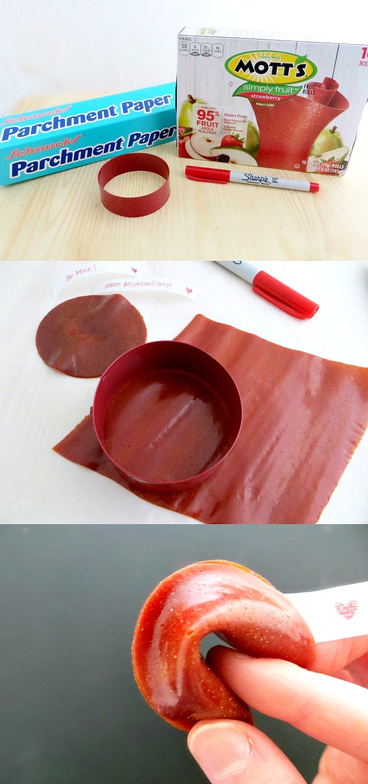 Fruit Roll-Up Fortune Cookies for Valentine's Day