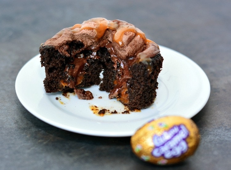 Caramel Cadbury Eggs Cupcakes