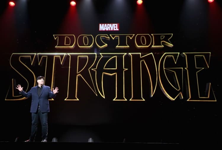 ANAHEIM, CA - AUGUST 15: Producer Kevin Feige of CAPTAIN AMERICA: CIVIL WAR took part today in "Worlds, Galaxies, and Universes: Live Action at The Walt Disney Studios" presentation at Disney's D23 EXPO 2015 in Anaheim, Calif. (Photo by Jesse Grant/Getty Images for Disney) *** Local Caption *** Kevin Feige