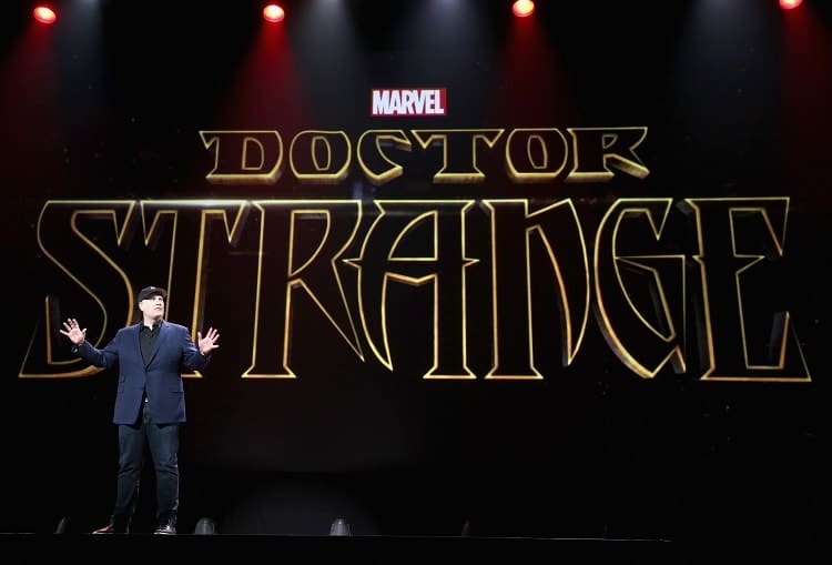 ANAHEIM, CA - AUGUST 15: Producer Kevin Feige of CAPTAIN AMERICA: CIVIL WAR took part today in "Worlds, Galaxies, and Universes: Live Action at The Walt Disney Studios" presentation at Disney's D23 EXPO 2015 in Anaheim, Calif. (Photo by Jesse Grant/Getty Images for Disney) *** Local Caption *** Kevin Feige