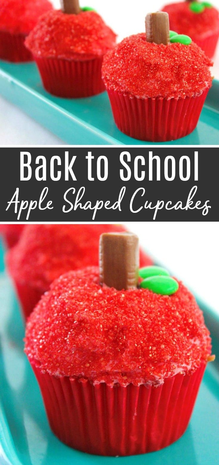 back to school apple shaped cupcakes