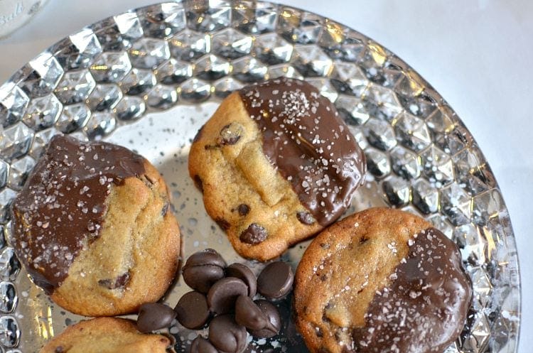 Dark Chocolate & Sea Salt Dipped Chocolate Chip Cookies