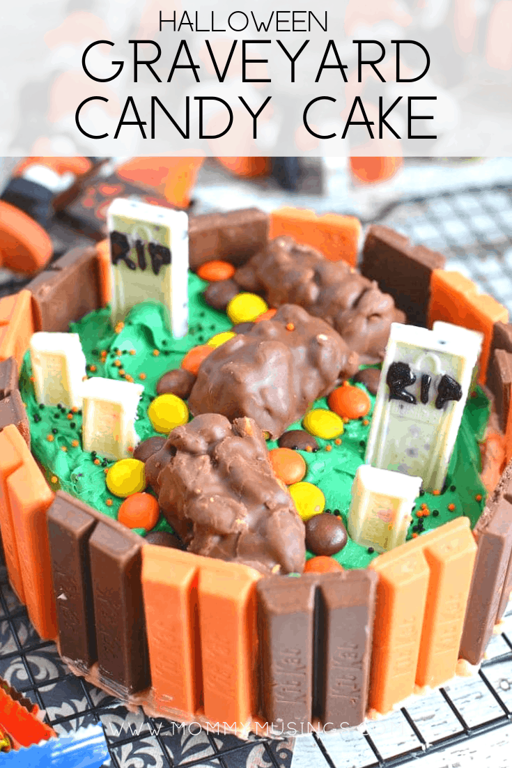 halloween graveyard kit kat cake