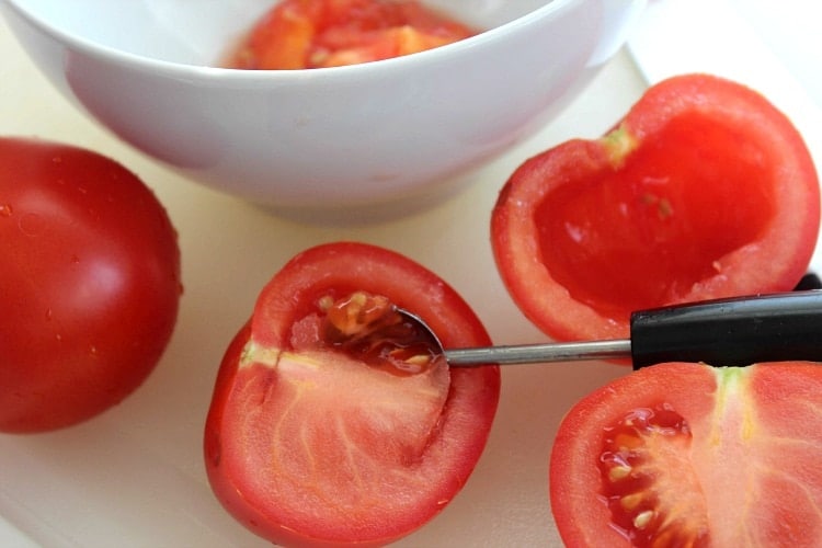 melon baller tomatoes