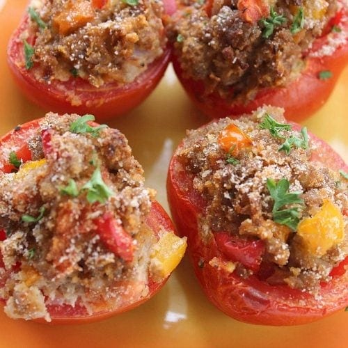 ground pork stuffed tomatoes recipe