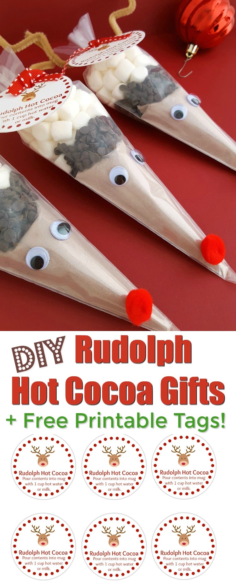 Reindeer Hot Chocolate Bags with Free Printable Tags!