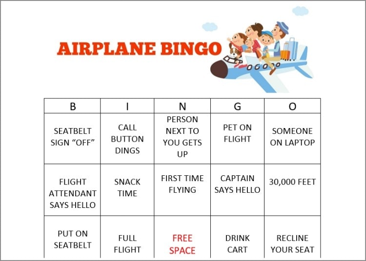 airplane bingo printable