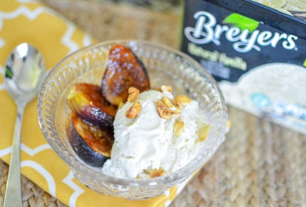 Spiced Roasted Figs with Hazelnuts and Vanilla Ice cream