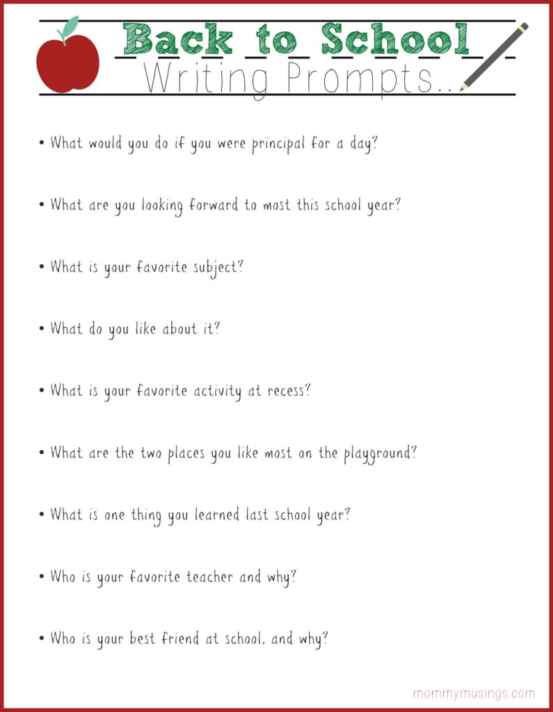 back to school writing prompts