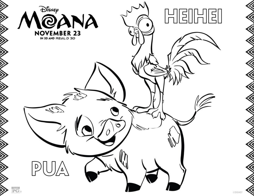 Moana Coloring Sheets pua heihei