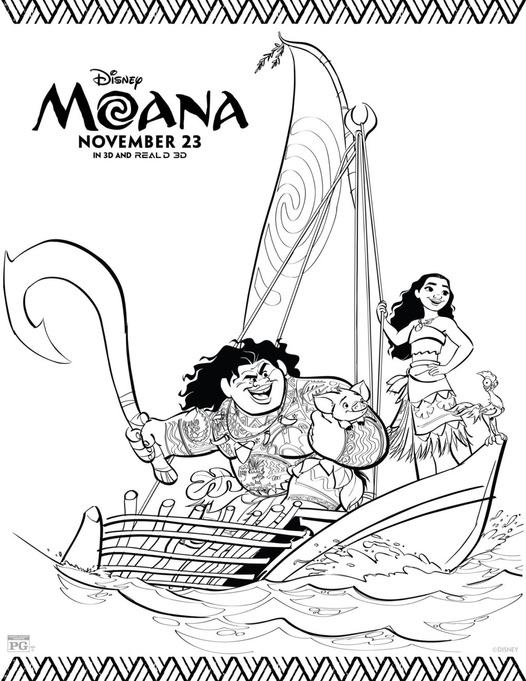 free disney Moana Coloring Pages