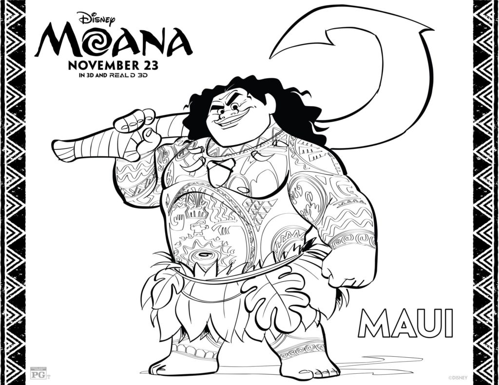 Moana Maui Coloring Sheets