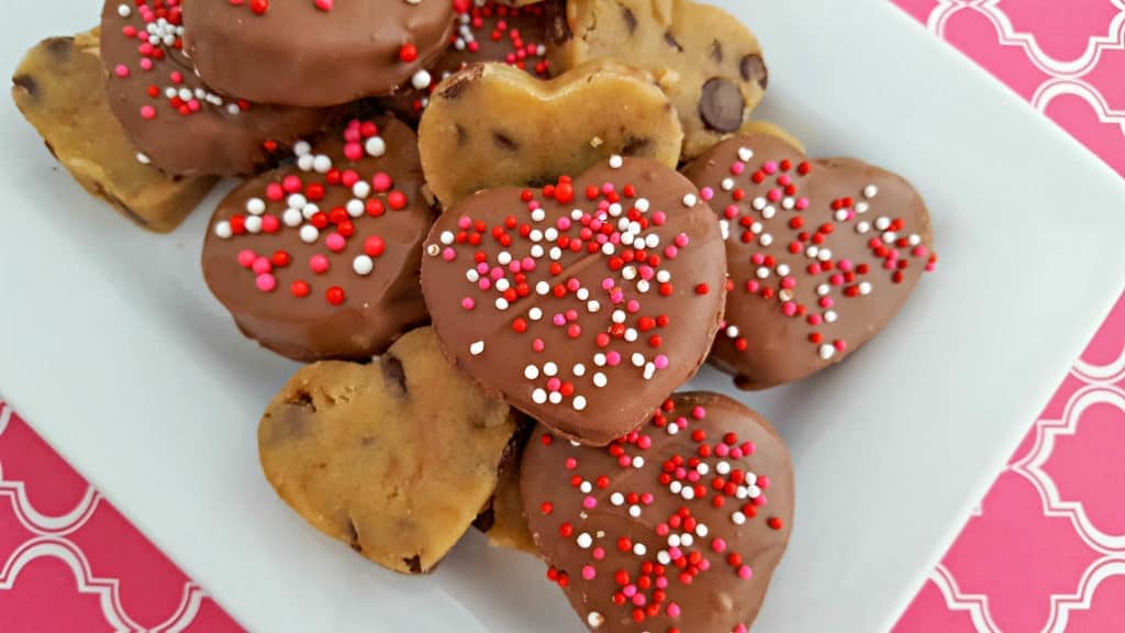 no-bake Chocolate Covered Cookie Dough Hearts