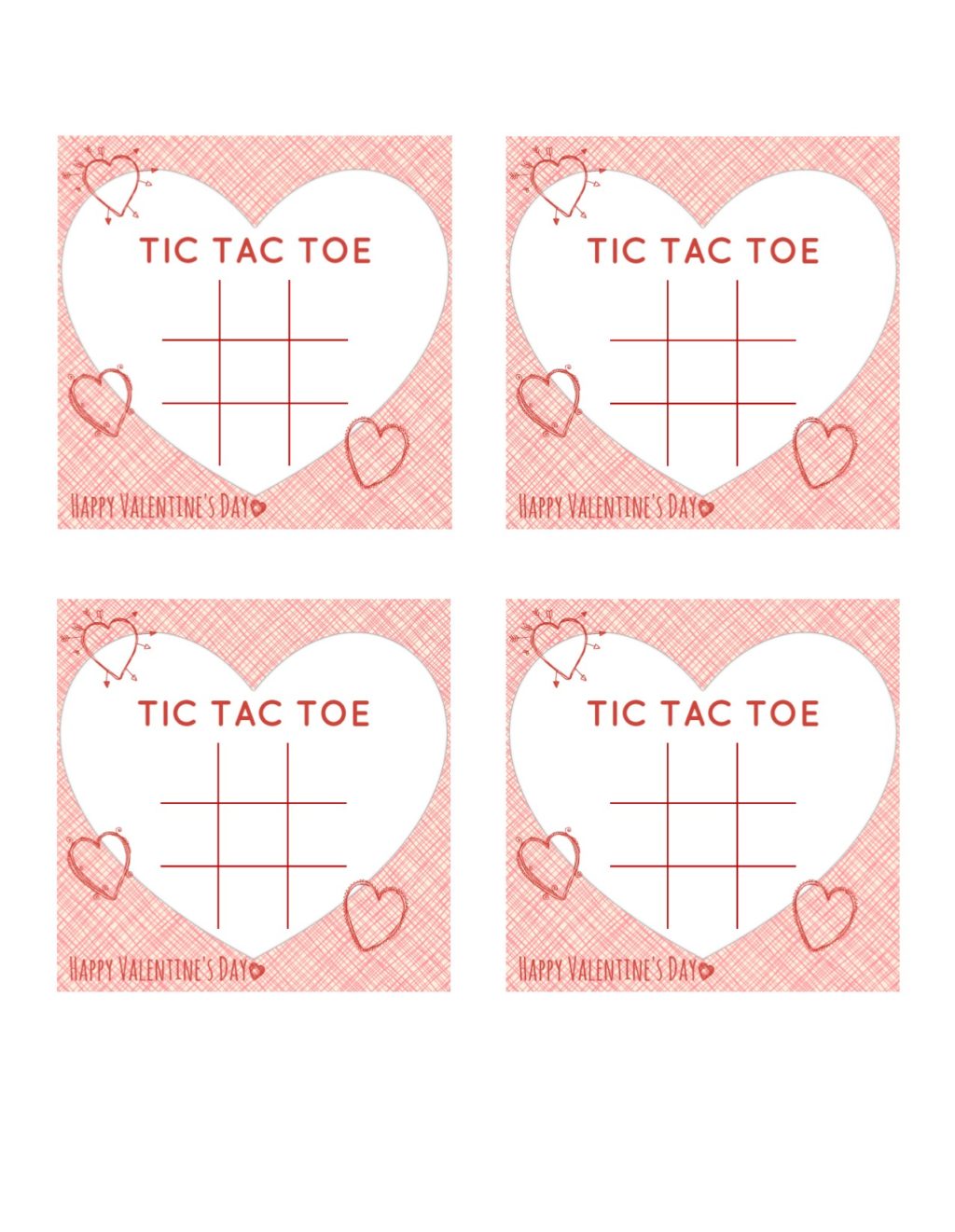 FREE Editable No Print Tic Tac Toe Template - Valentines Themed