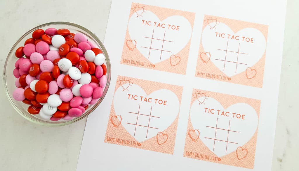 tic tac toe valentine printable