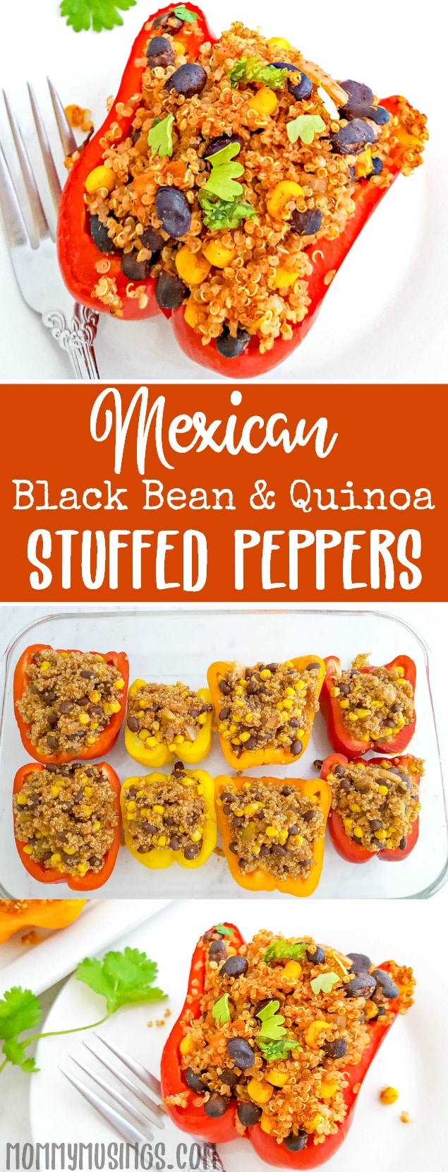 Mexican Black Bean & Quinoa Stuffed Peppers 