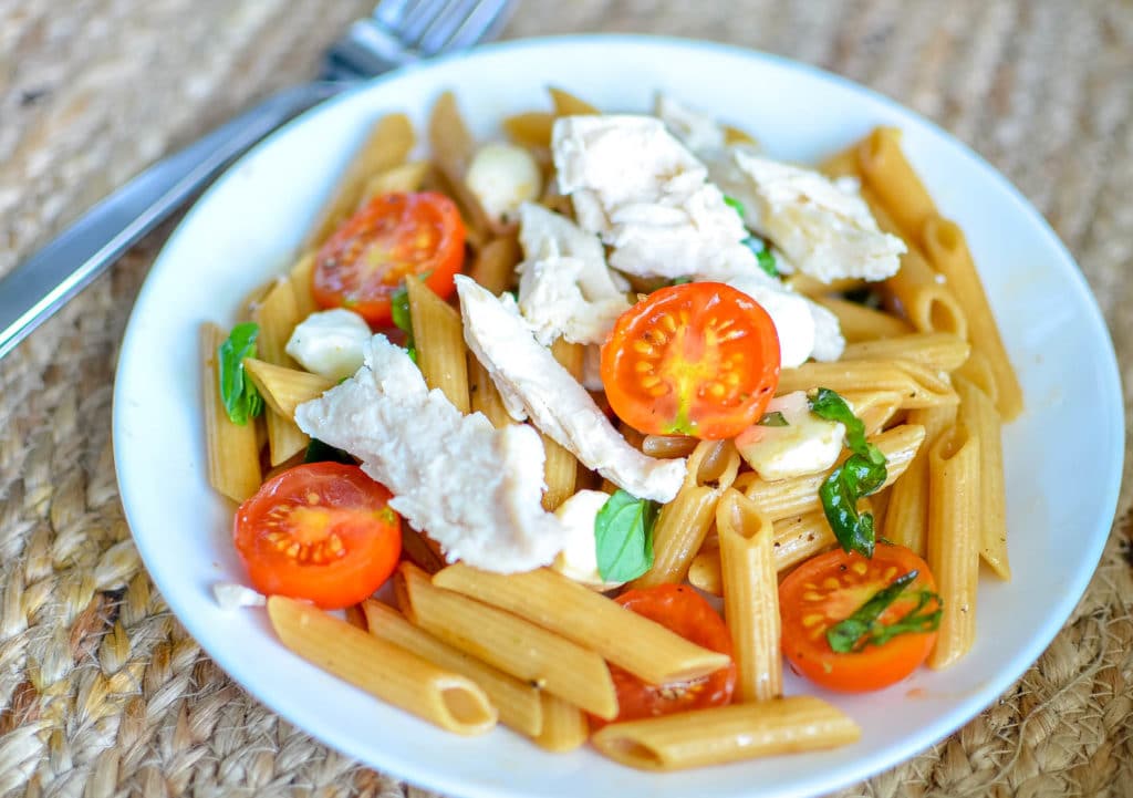 Caprese Pasta Salad with chicken