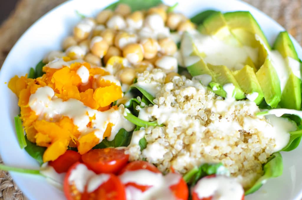 buddha bowl with tahini dressing