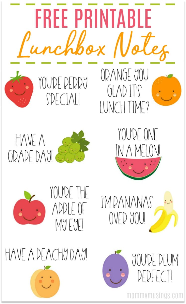 Free Printable Lunchbox Notes for Kids