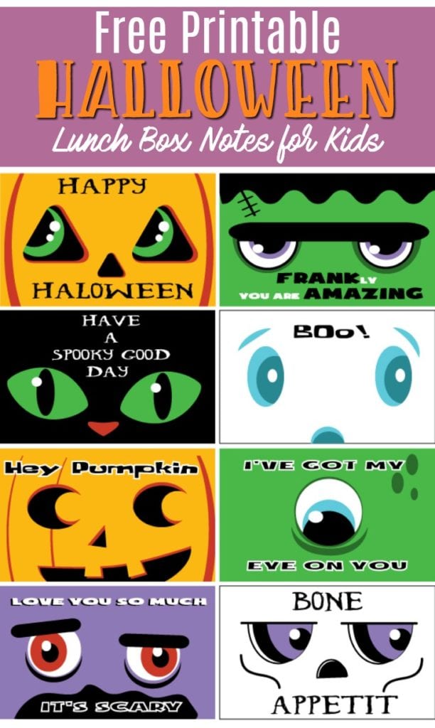 Free Printable Halloween Lunch Box Notes for Kids