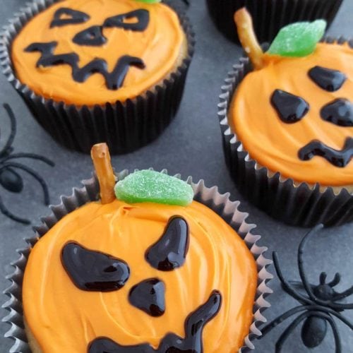 Jack-O-Lantern Cupcakes Recipe for Halloween