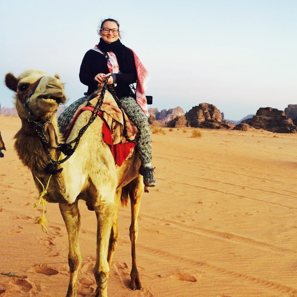 riding a camel in jordan