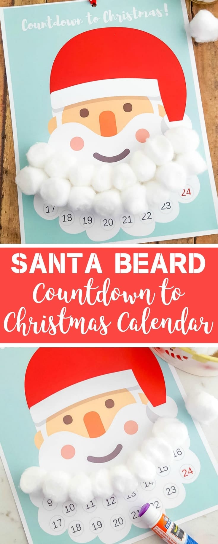 Free Printable Santa Beard Advent Calendar DIY Countdown To Christmas 