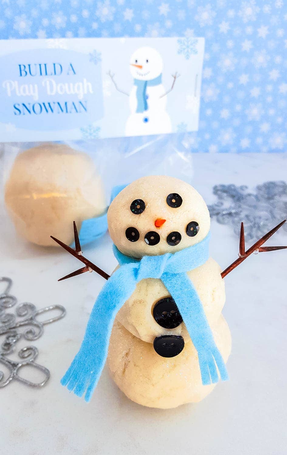 Snowman Playdough - Messy Little Monster