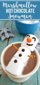 Marshmallow Snowman in hot chocolate