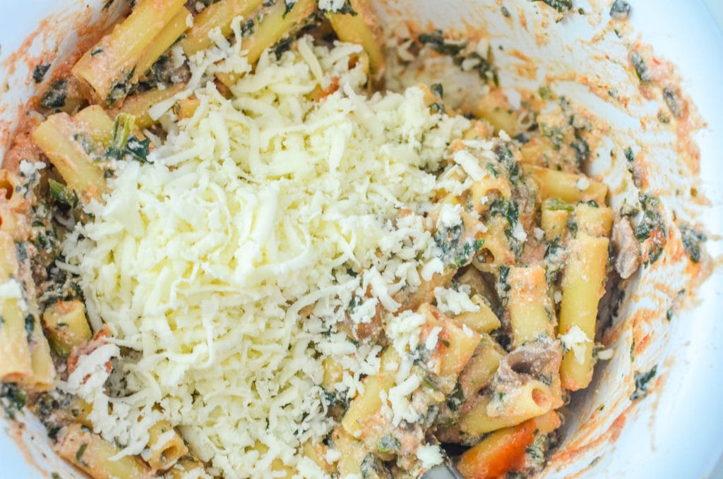 Baked Ziti Casserole with Mushrooms and Spinach Recipe