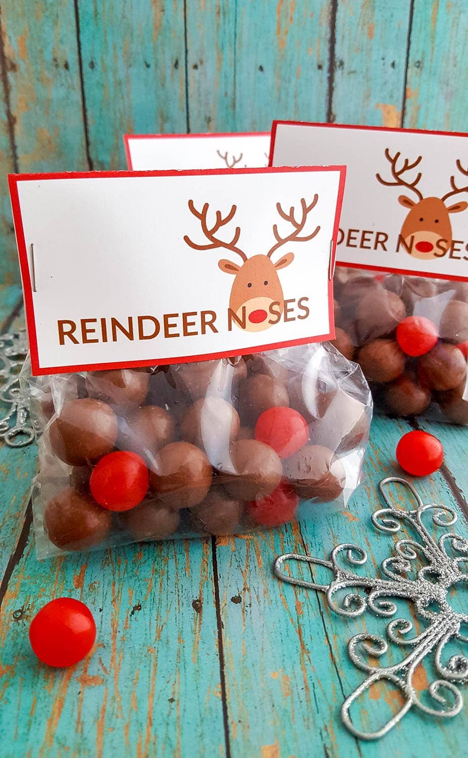 diy reindeer noses treat bags free printable