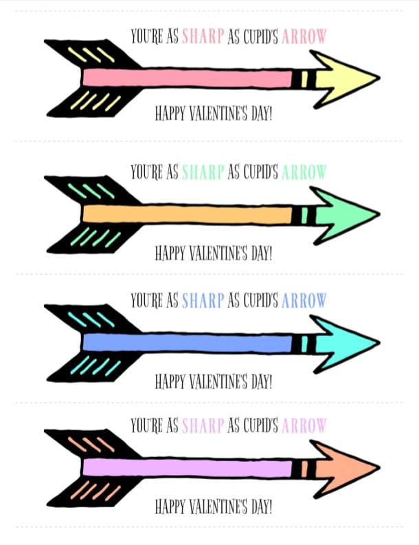 Cupid's Arrows Free Printable Valentines - MeganHStudio