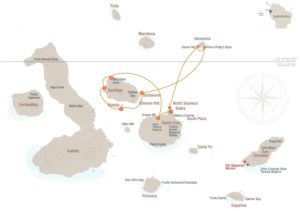 Santa Cruz II northern galapagos cruise map