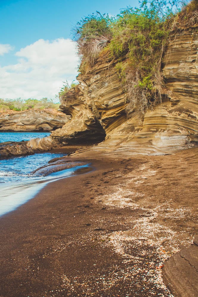 Galapagos black sand beach