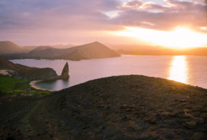 Galapagos islands sunset pinnacle rock