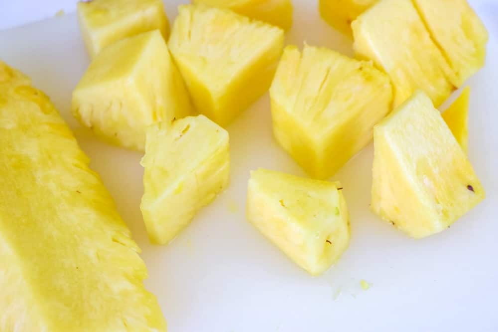 cut pineapple for pineapple sorbet