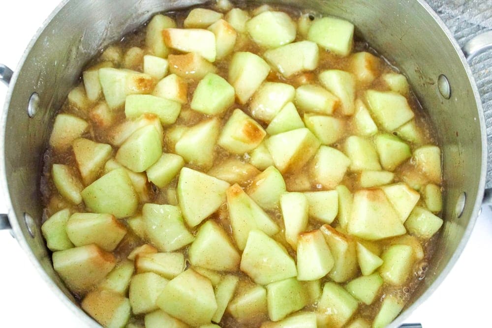 cooked apples for apple pie roll ups