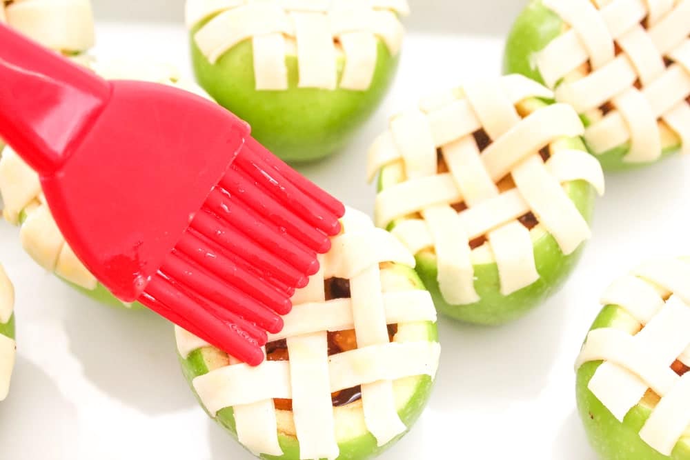 lattice apple pie baked in an apple recipe