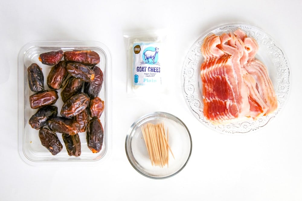 Bacon Wrapped Dates with Goat Cheese Ingredients