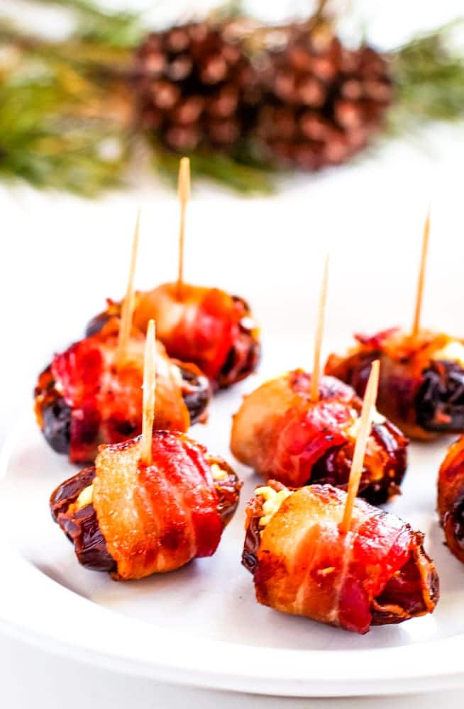 bacon wrapped dates with goat cheese