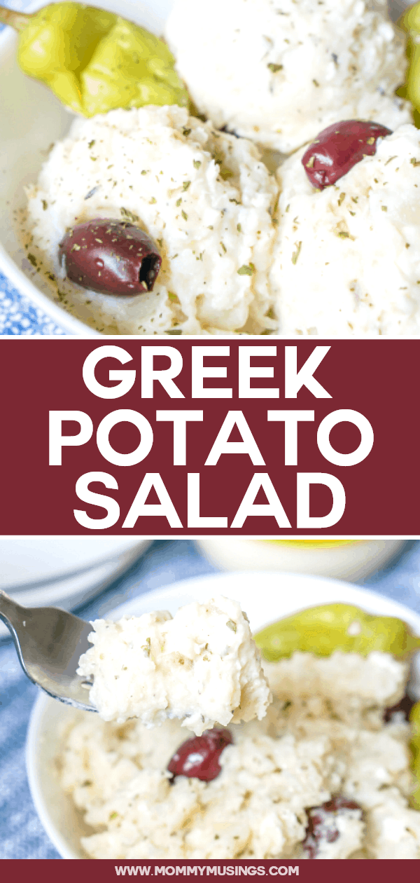 Greek Potato Salad is a delicious twist on classic potato salad made with feta cheese, Greek dressing and kalamata olives 